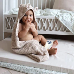 Towel, Baby, Hooded W/ Ears - GOTS Almond -Baby Bliss Sales Store 0J0A5783 low