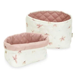 Quilted Storage Basket - Set Of Two - OCS Windflower Creme