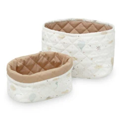 Quilted Storage Basket, Set Of Two - OCS Dreamland/Camel