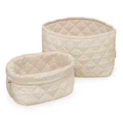 Quilted Storage Basket, Set Of Two - OCS - Praline