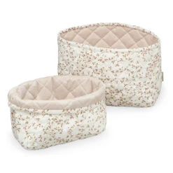 Quilted Storage Basket, Set Of Two - OCS Lierre/Almond