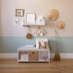 Harlequin Shelf With Hooks, FSC Mix - White -Baby Bliss Sales Store 2030 Luca Storage Mode 23 White