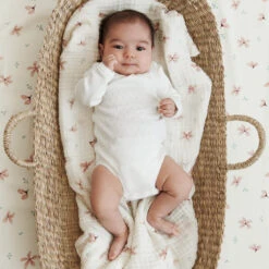 Muslin Cloth, Printed, 2-pack - GOTS Windflower Creme -Baby Bliss Sales Store 507 P62 2