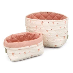 Quilted Storage Basket, Set Of Two - OCS - Bows