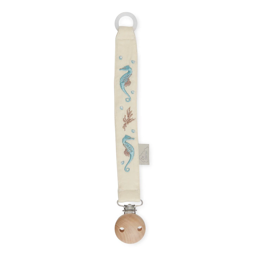 Embroidered Pacifier Holder - GOTS - Sea Garden 1 Embroidered Pacifier Holder - GOTS - Sea Garden