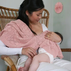 Pointelle Baby Knit Throw - GOTS - Sorbet 8 Pointelle Baby Knit Throw - GOTS - Sorbet -Baby Bliss Sales Store 5712805145279 11