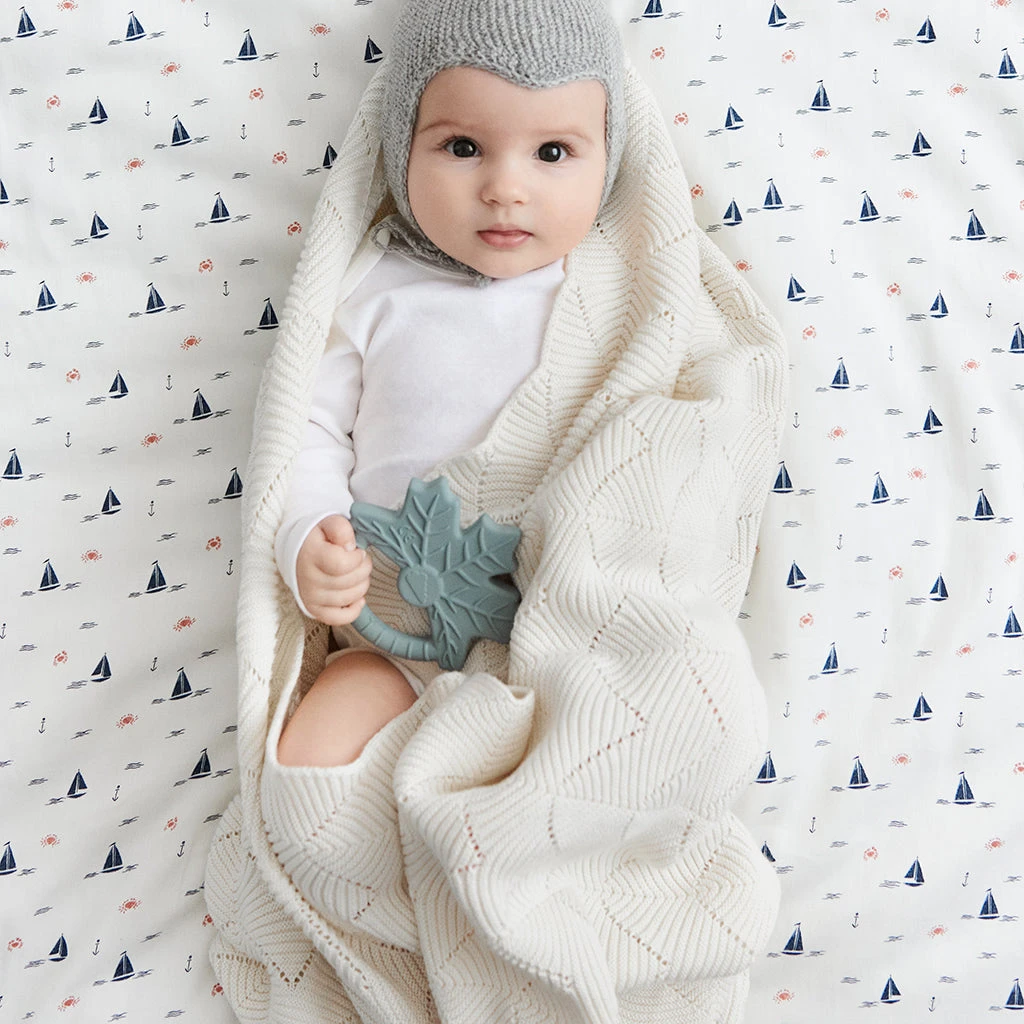 Scallop Knit Blanket - GOTS Natural 2 Scallop Knit Blanket - GOTS Natural - Image 2