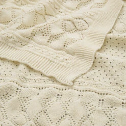 Pointelle Baby Knit Throw - GOTS - Off White 9 Pointelle Baby Knit Throw - GOTS - Off White -Baby Bliss Sales Store 617 Pointelle Knit Blanket 21 Off White 01