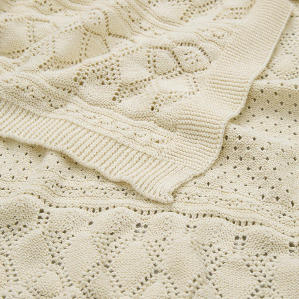 Pointelle Baby Knit Throw - GOTS - Off White 4 Pointelle Baby Knit Throw - GOTS - Off White - Image 4
