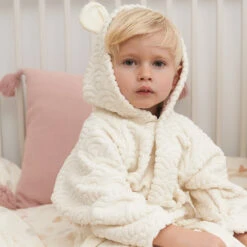 Bathrobe, Hooded W/ Ears, 1-2 Yrs - GOTS Off-White -Baby Bliss Sales Store 635 21 LIFESTYLE 2